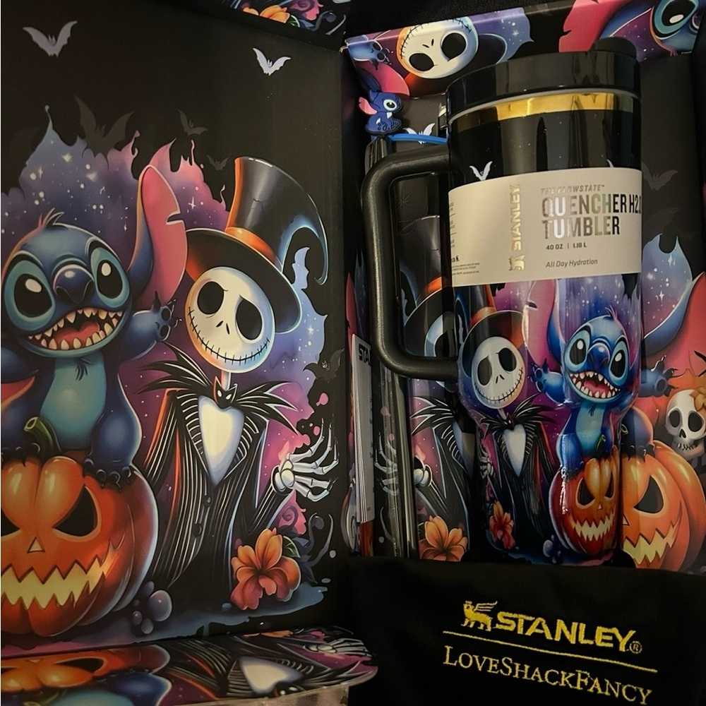Stanley Black Halloween Jack Skellington & Stitch Tumbler